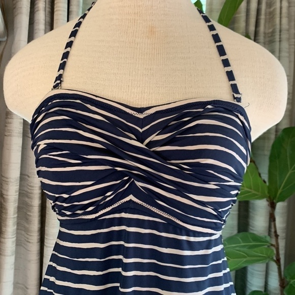 Garnet Hill size 6 blue and white striped swim dress - Picture 2 of 6